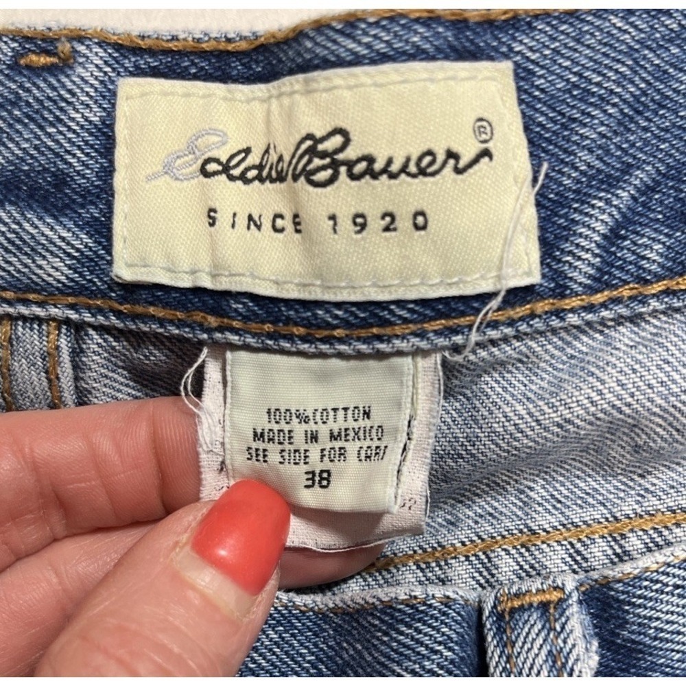 Eddie Bauer Mens Denim Shorts Size 38 Blue Cotton Jean Shorts 10" Inseam Casual - Picture 4 of 9
